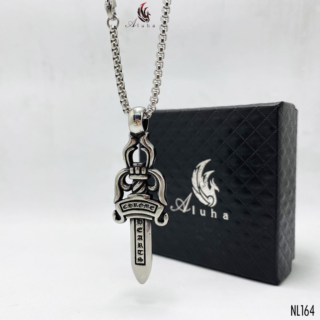Dây chuyền Titan Chrome Heart họa tiết dagger cực nét, 2 mặt giống nhau -  NL164 - Aluha