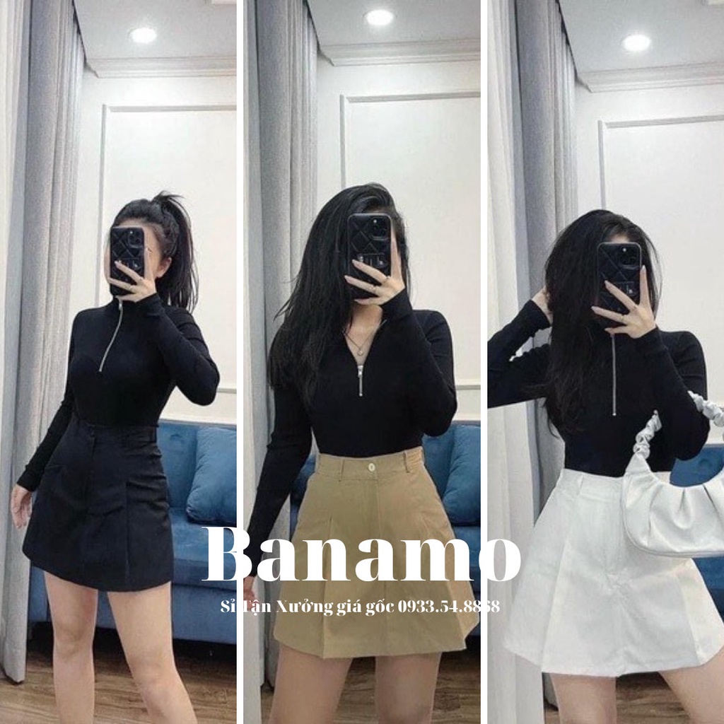 Quần đùi giả váy nữ chất kaki cạp cao lưng thun siêu đẹp thời trang Banamo fashion quần giả váy  699