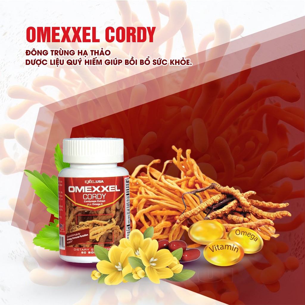 Bộ 2 lọ viên uống đông trùng hạ thảo & nấm linh chi Omexxel Cordy & Reishi (60 viên/ lọ)