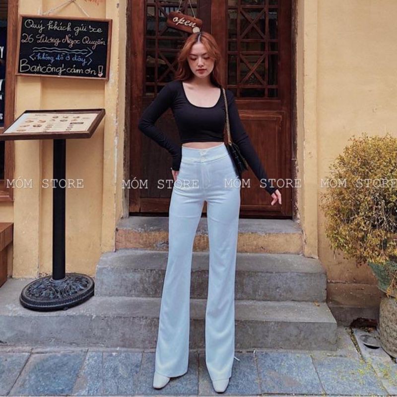 [AN MỘC] Quần Suông ống loe cạp cao 2 khuy sành điệu tôn dáng cho nữ | BigBuy360 - bigbuy360.vn