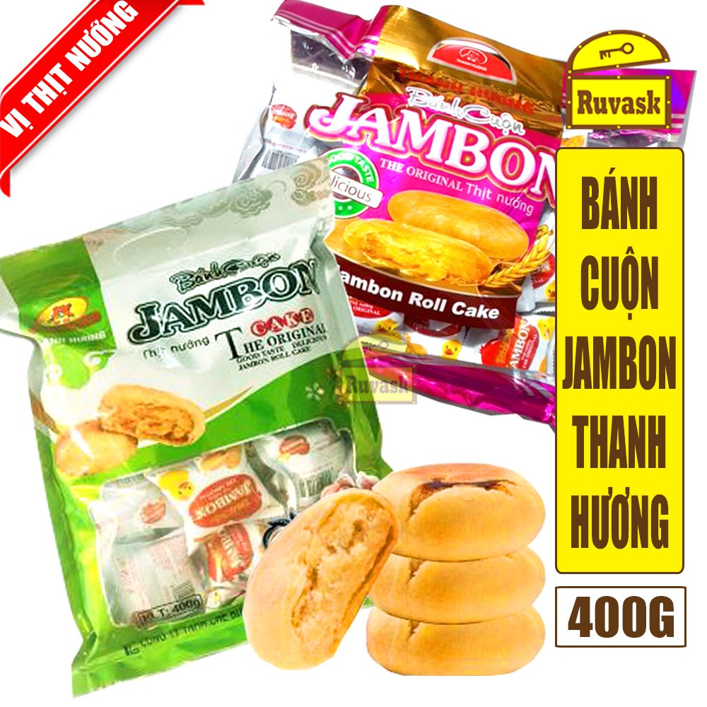 Bánh Cuộn Jambon Thịt Nướng Thanh Hương 400G - Đồ Ăn Vặt Nội Địa Giá Rẻ - Bánh Kẹo Ăn Vặt Ngon - Ruvask