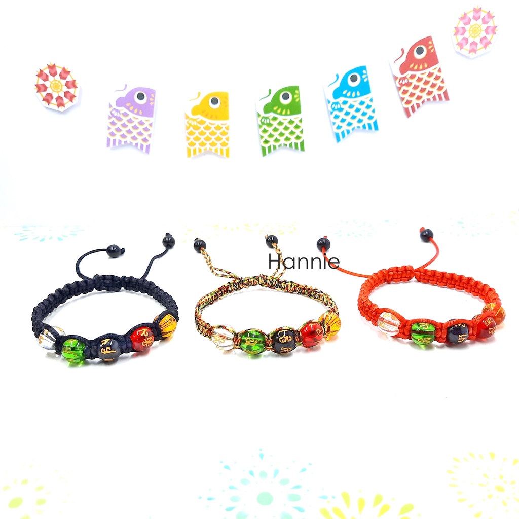 Vòng chỉ ngũ sắc kim tuyến Lục đại minh chú may mắn phong thủy đeo tay nam nữ handmade đơn giản