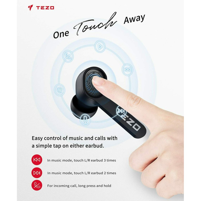 Tai nghe bluetooth Tezo Moment, bluetooth 5.0, kháng nước ipx8 phù hợp gym và du lịch