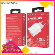 Cốc sạc Borofone BA40A hàng chính hãng 3 cổng sạc nhanh (QC 3.) (bảo hành 12 tháng)