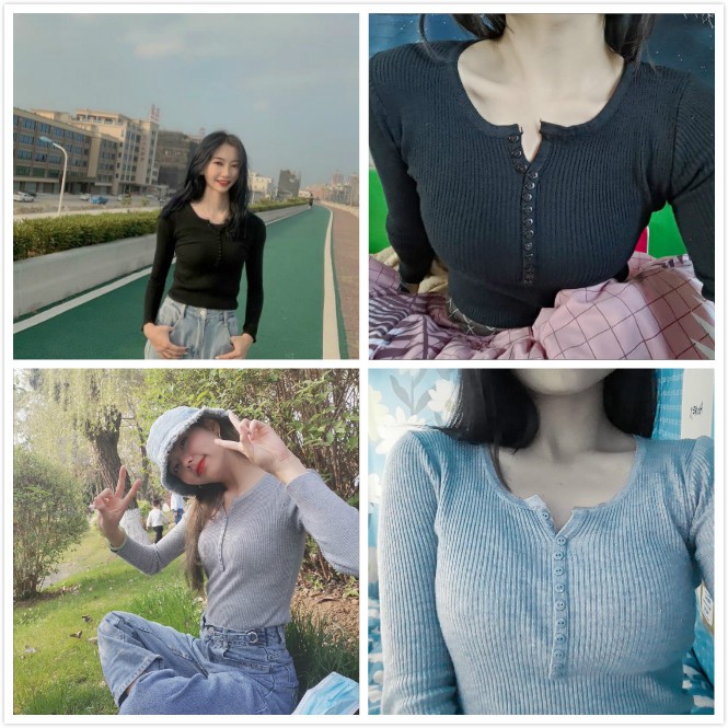 Áo Dệt Kim Cổ Chữ V Dáng Ôm Quyến Rũ Cho Nữ Thời Trang Mùa Thu