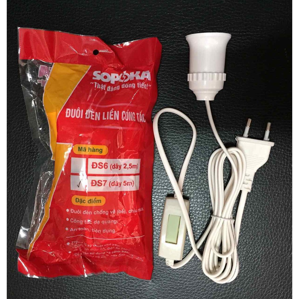 ⚡GIAO HỎA TỐC⚡ Bộ dây đuôi đèn liền công tắc SOPOKA 2M5- 5Mét ĐS sẵn phích siêu tiện lợi