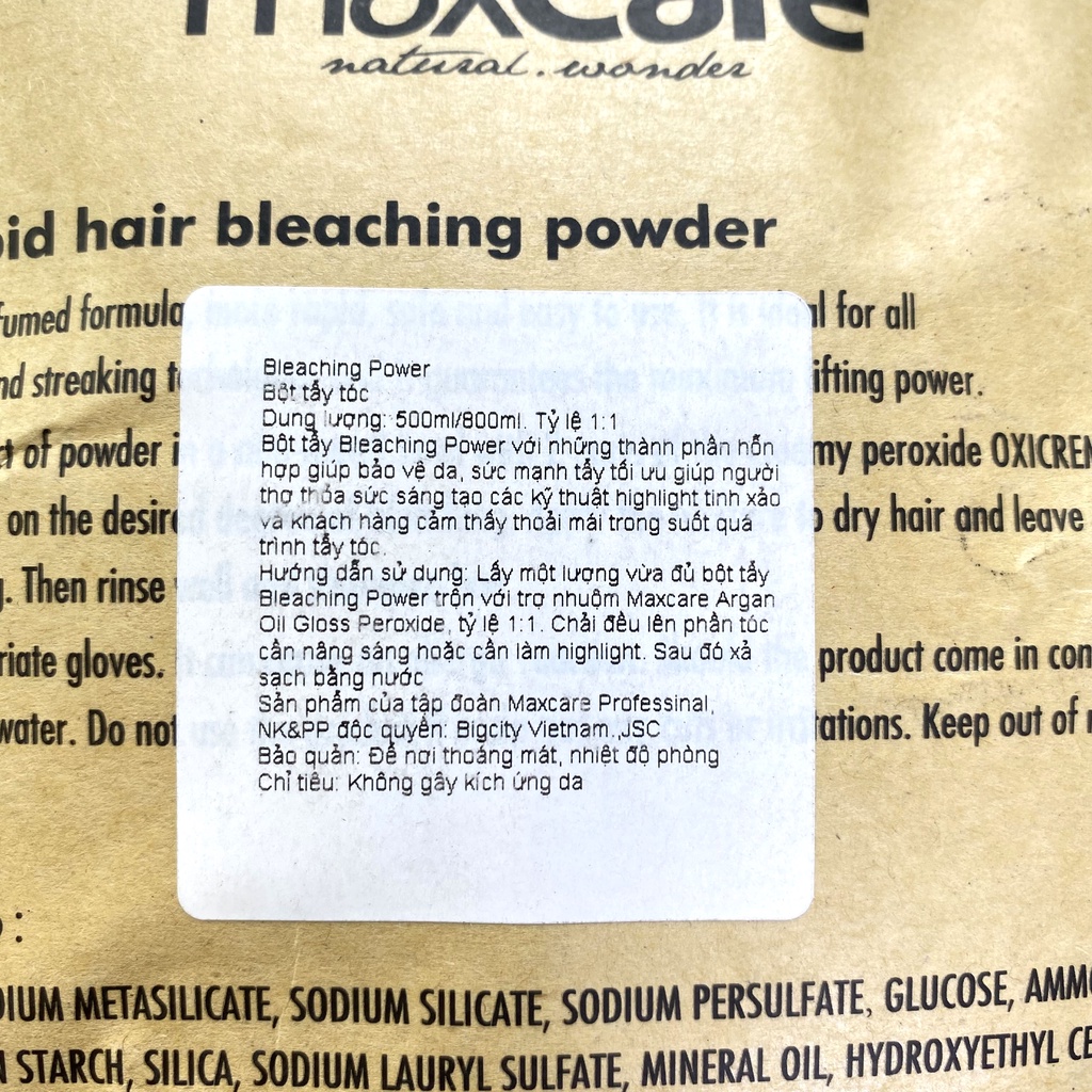 Bột Tẩy Tóc Nâng Sáng Mạnh Maxcare Siêu Mịn Ít Hư Hại Cho Tóc
