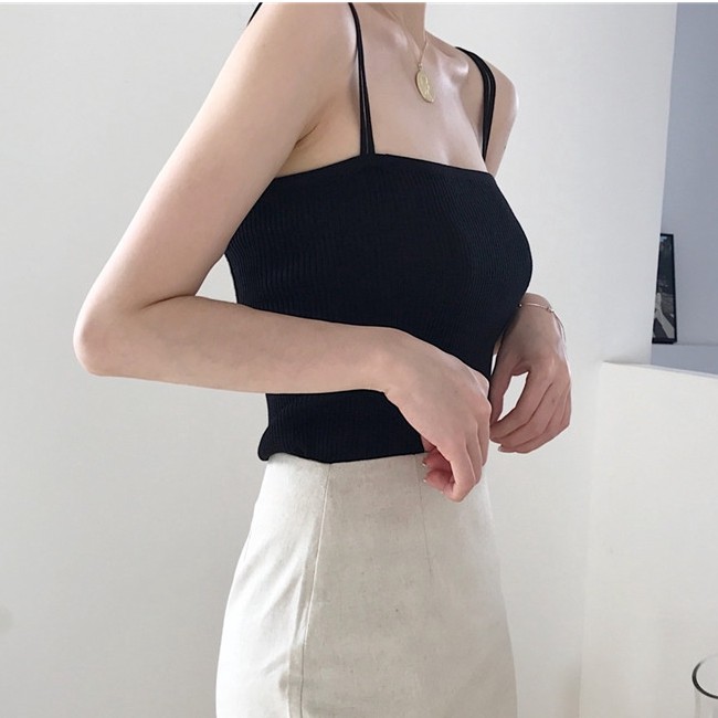 Áo Dệt Kim Không Tay Kiểu Dáng Đơn Giản Thời Trang Phong Cách Hàn Quốc Dành Cho Nữ