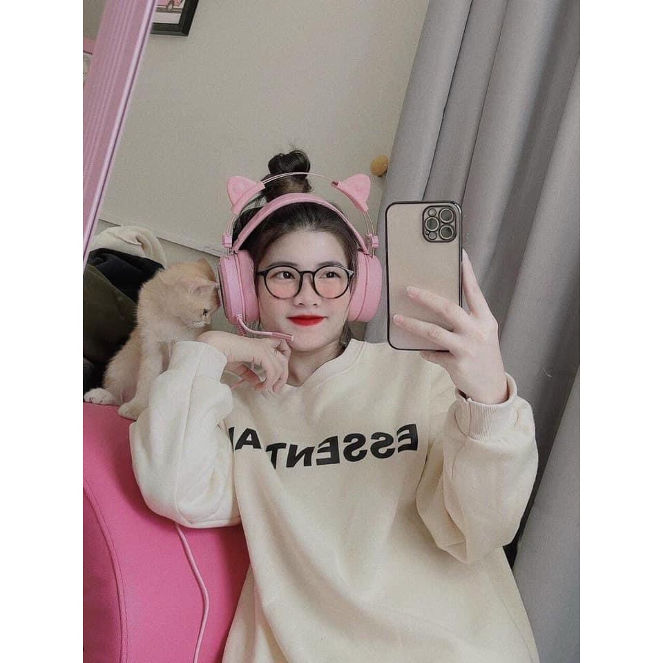 Áo Sweater ESSENTIALS Áo Sweater Chất Nỉ Ngoại Form Rộng Tay Bồng Unisex