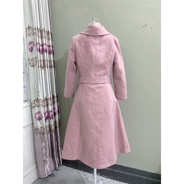 Áo khoác dạ dáng váy màu hồng phấn dễ thương