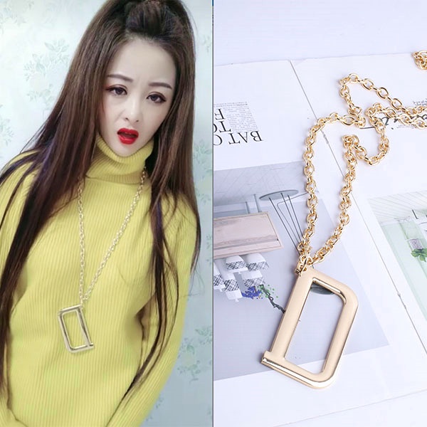 №♨Dây Chuyền Dáng Dài Mặt Chữ D To Kiểu Retro Phong Cách Âu Mỹ Thời Trang Thu Đông