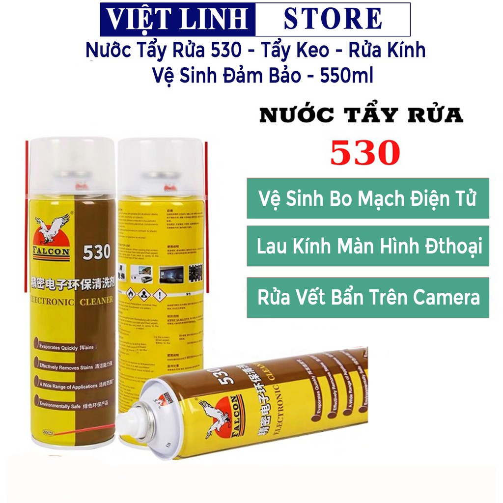 Nước tẩy rửa Falcon 530 - Lau máy linh kiện, tẩy rửa màn hình, kính phụ kiện - Lau Kính - HH Store