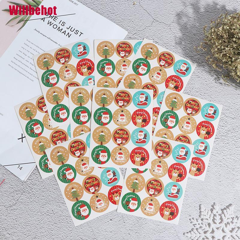 Bộ 120 Hình Dán Tròn Trang Trí Giáng Sinh