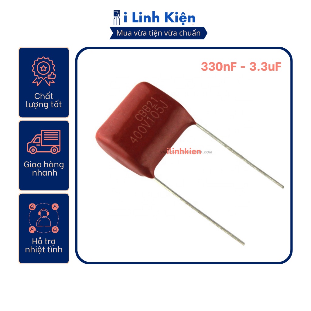 Tụ CBB, tụ kẹo 400V 330nF - 3.3uF chất lượng tốt.