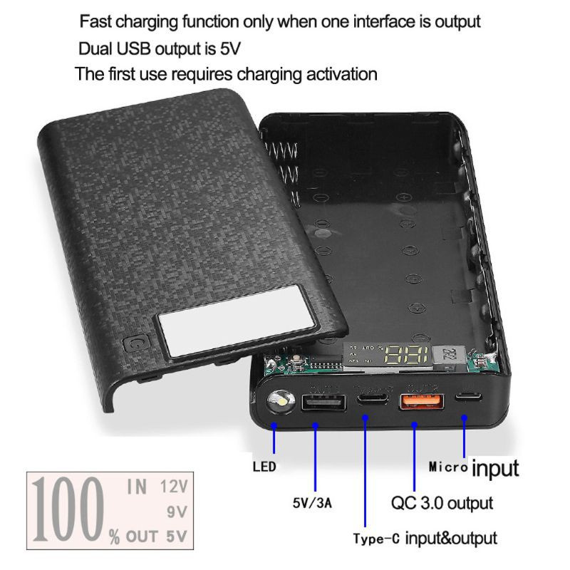 Sạc Dự Phòng Btm Qc 3.0 Dual Usb + Type C Pd 8x 18650 Cho Iphone Samsung