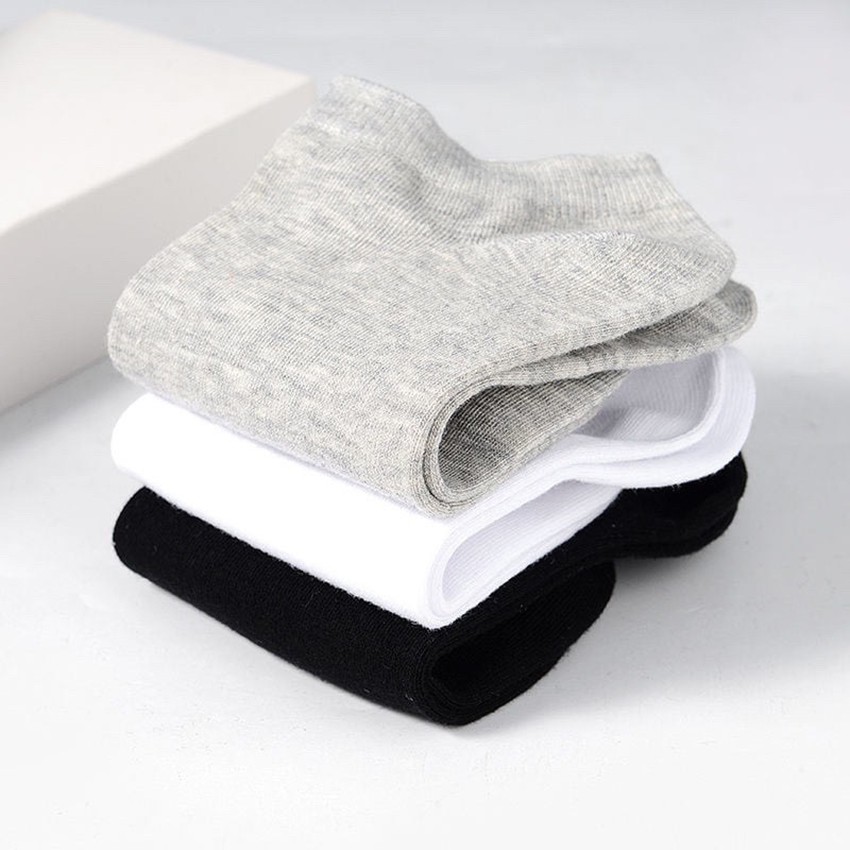 Vớ cổ ngắn cotton trơn Chống Hôi chân dùng cho cả nam và nữ - Bít tất nam cổ ngắn màu đen - xám - trắng MICADO