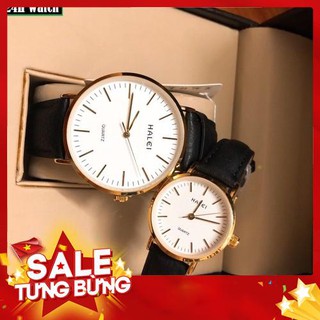 "FULL BOX + QUÀ KHỦNG" Đồng Hồ Đôi Nam Nữ HALEI Dây Da Tình Yêu Vĩnh Cửu - Hàng nhập khẩu