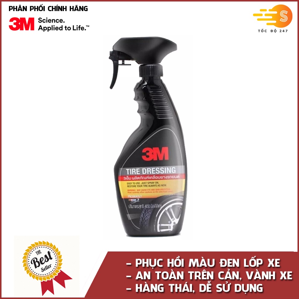 Bộ 3 sản phẩm 3M chai xịt bảo dưỡng nội thất 39040LT, bảo dưỡng lốp 39042LT và tăng độ bóng sơn 39034LT