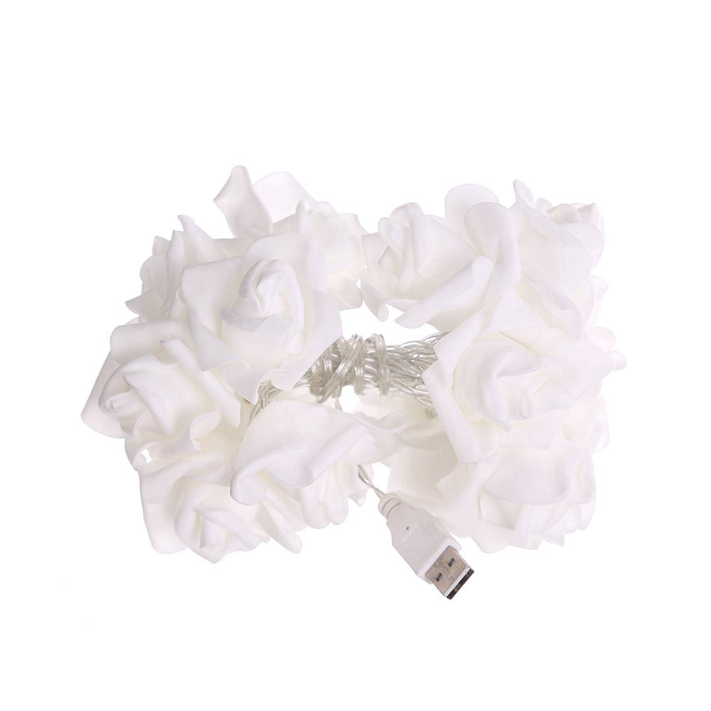 Dây đèn LED 20/40/870 bóng hình hoa hồng lãng mạn cho trang trí cổng USB