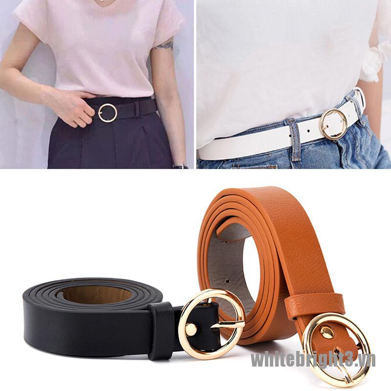 Thắt Lưng Da Khóa Kim Loại Tròn Phong Cách Boho Cổ Điển