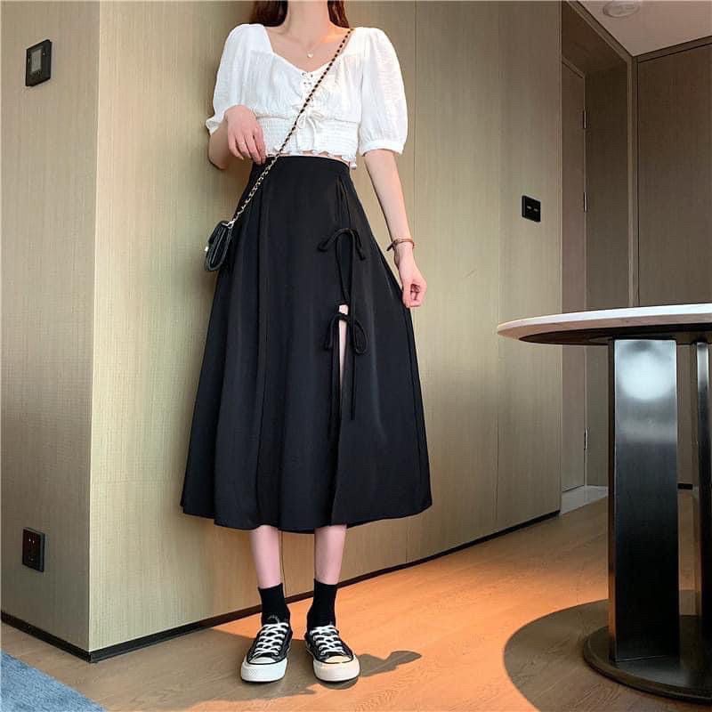Chân váy ulzzang 💖ẢNH THẬT💖 Chân váy dáng dài xẻ tà, Chân váy xoè dáng dài | BigBuy360 - bigbuy360.vn