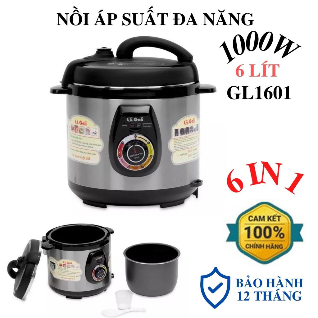 Nồi Áp Suất Đa Năng GL1601 Dung Tích 6 Lít, Công Suất 1000w, 6 Trong 1