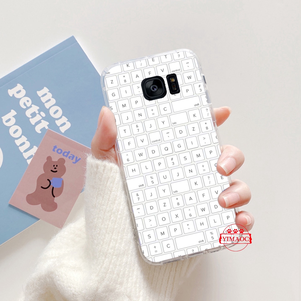 Ốp điện thoại TPU dẻo trong suốt in họa tiết bàn phím 101Q cho Samsung S7 Edge S8 S9 S10 Plus S10E