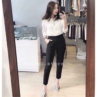 Quần baggy lưng chun khoá hông Kanimi - quần baggy công sở siêu tôn dáng