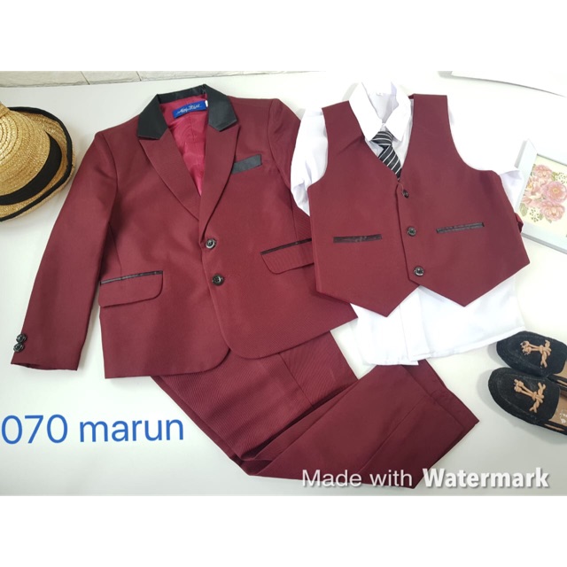 Bộ Đồ Vest Lịch Lãm Cho Bé 070 Maroon