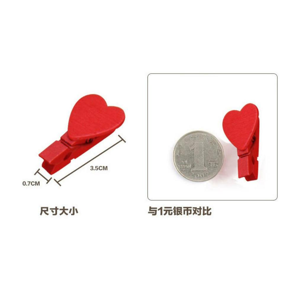 Set 12 Kẹp Ảnh Bằng Gỗ Hình Trái Tim