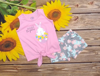 Bộ thun cotton bé gái
