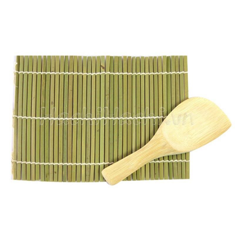 Mành tre cỡ vừa kèm muôi xới cuộn sushi, cuộn kimbap cho bé ăn dặm