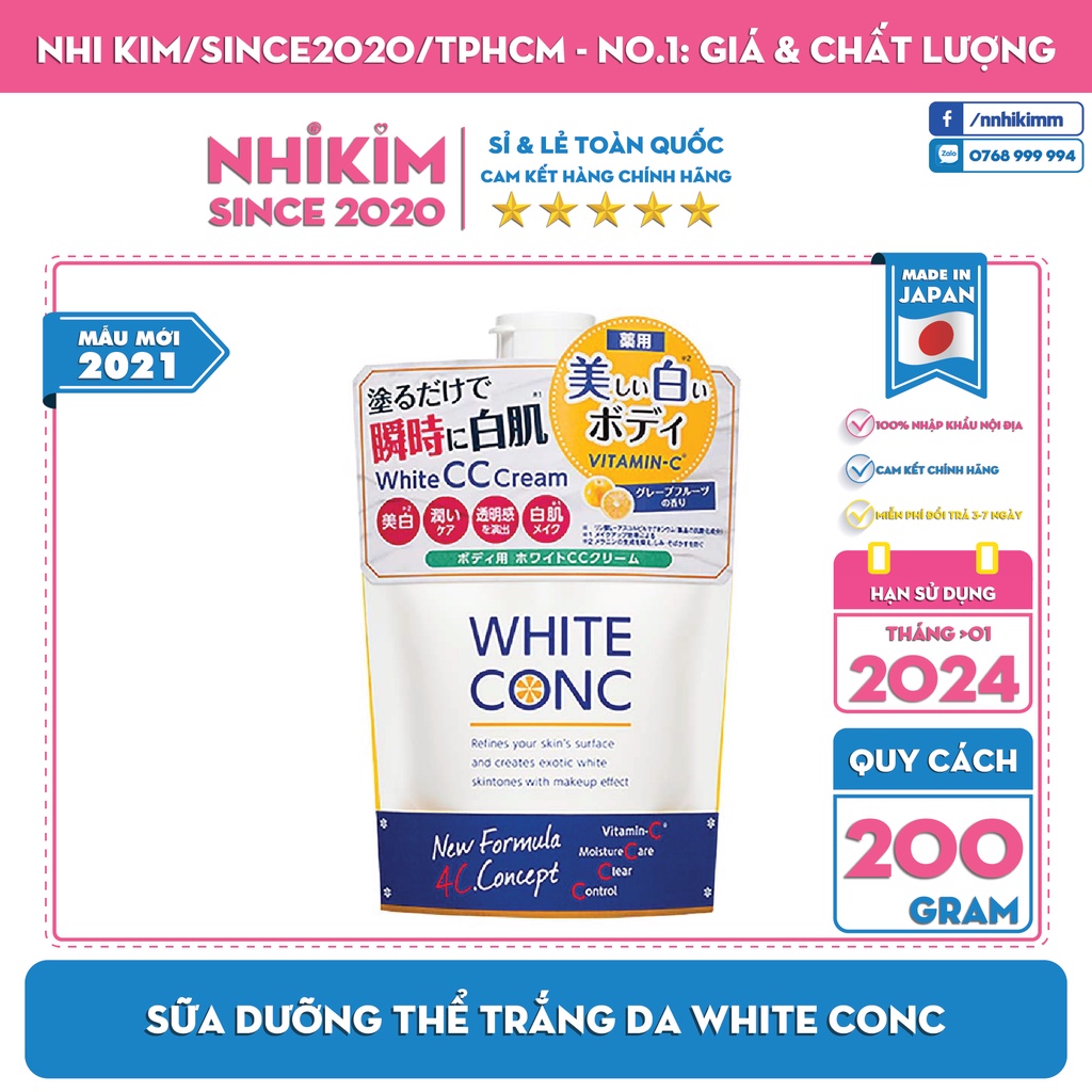 [ TỔNG KHO ] Sữa Dưỡng Thể Trắng Da White ConC CC Cream Vitamin C