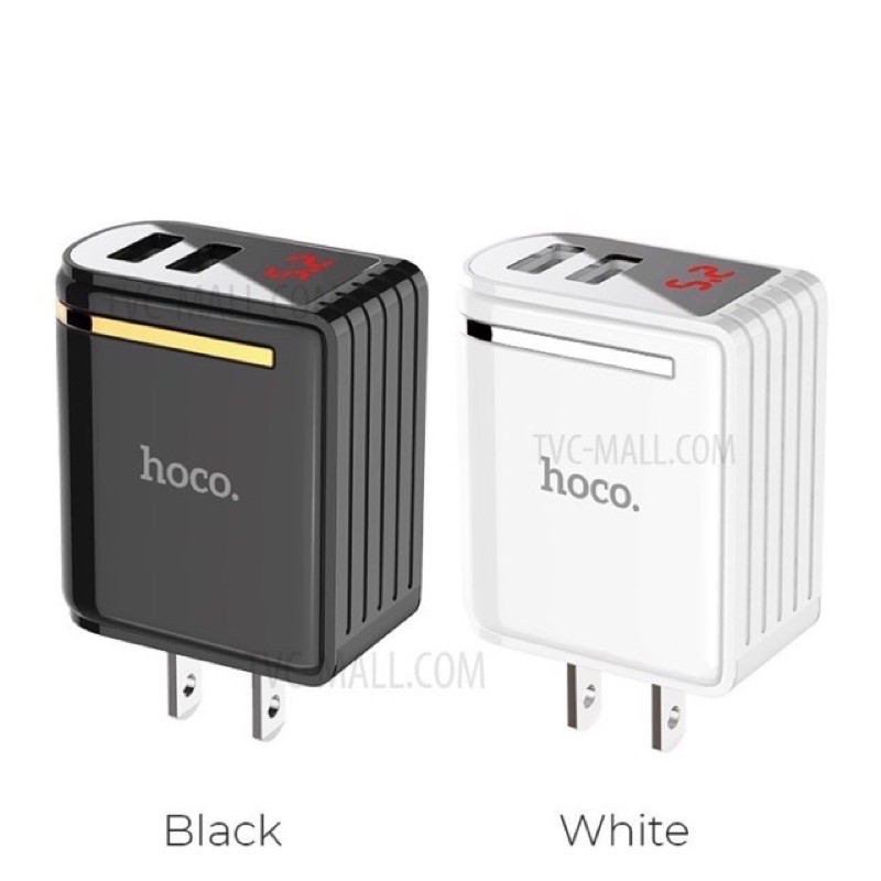 CỐC SẠC CỦ SẠC NHANH 2 CỔNG Hoco C39 USB màn hình LCD hiển thị điện áp 5V-2.4A  12W cho iphone ipad samsung xiaomi oppo