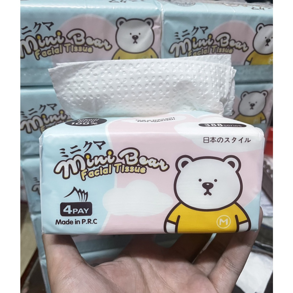 [HỎA TỐC] Khăn giấy rút mini bear Nhật Bản gói 300 tờ x 4 lớp - HTpaper