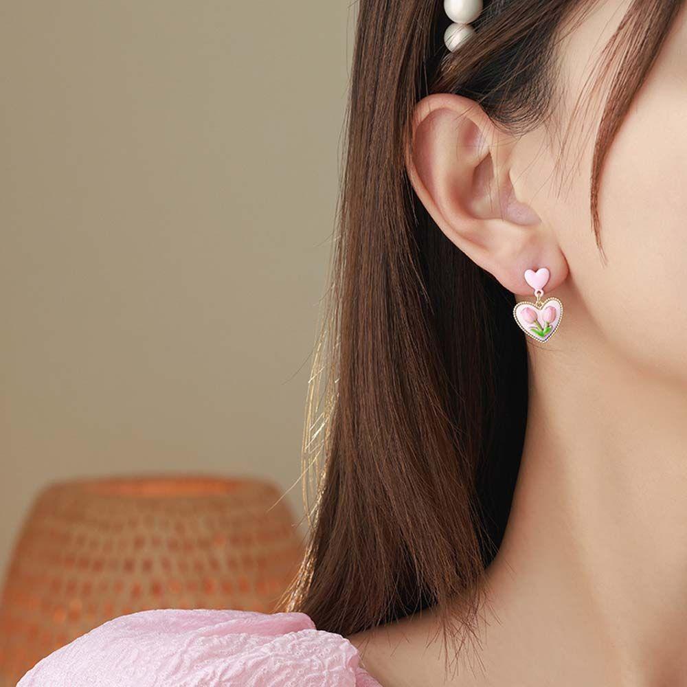 Bông Tai Hợp Kim Hình Hoa Tulip Phong Cách Cổ Điển Cho Nữ