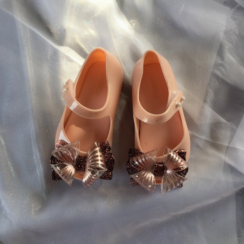 Giày Sandal Đi Biển Đế Bằng Miệng Cá Đính Nơ Mẫu Mới 2021 Cho Bé Gái