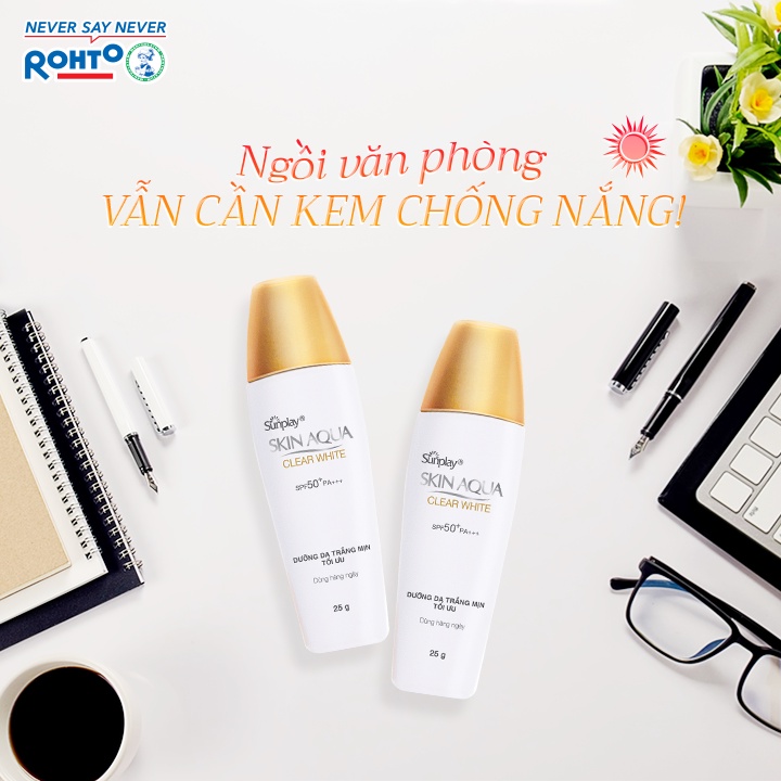 [KÈM LOTION 20ml] Kem chống nắng dưỡng da trắng mịn Sunplay Skin Aqua Clear White SPF50+, PA++++ 25gr - kcn