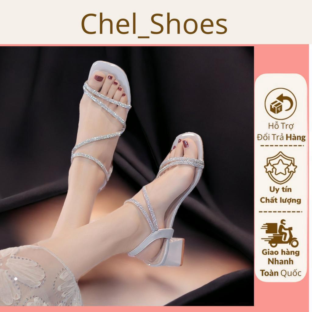 Giày cao gót quai dây chéo đá 5cm - V27