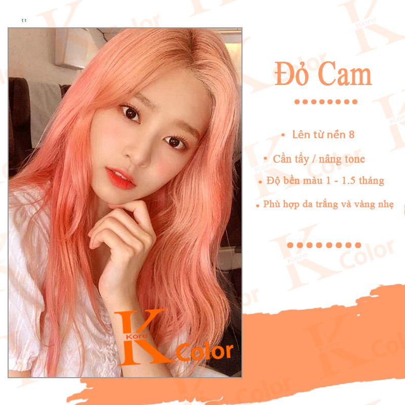 Thuốc nhuộm tóc màu Đỏ Cam – Orange Peach sử dụng tại nhà nhiều thảo dược giá rẻ Kcolor