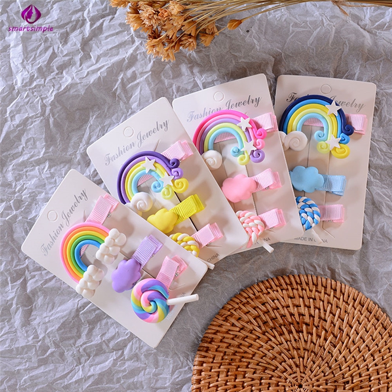 Bộ 3 Kẹp Tóc Hình Kẹo Mút Nhiều Màu Cho Bé Gái