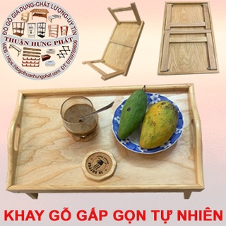Khay gỗ  Đựng Đồ Ăn Bằng Gỗ-Khay Gỗ Có Chân Gấp Gọn Kiểu Hàn Quốc