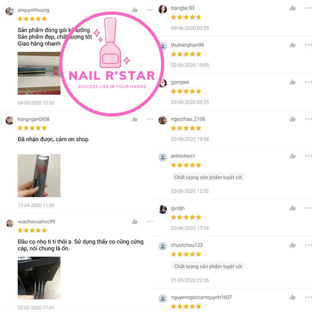 Set 3 cây cọ nét Beauty - Cọ vẽ chuyên dụng cho dân làm móng NAIL R’STAR