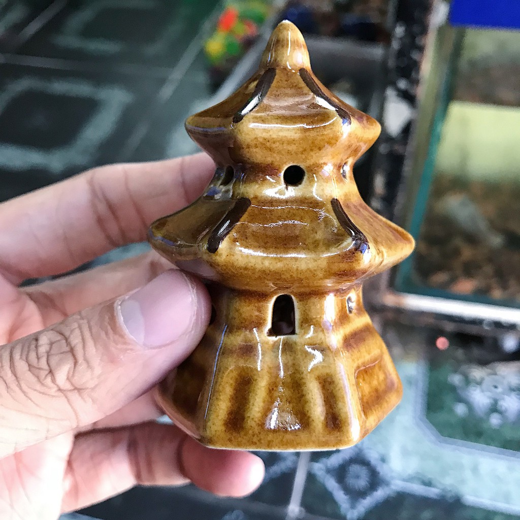 THÁP TRANG TRÍ HỒ CÁ NON BỘ RỘNG 5CM CAO 9CM