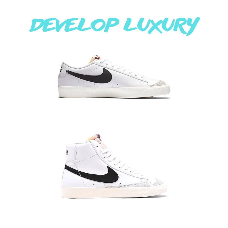 Giày Nike Blazer Mid 77 Vintage White Black Cổ Cao,Thấp - Giày Sneaker Kiểu Dáng Thể Thao Màu Đen Trắng Full Box Bill