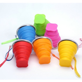 Cốc silicon gấp gọn chịu được nhiệt độ cao,cốc uống nước gấp gọn 3 ngăn có thể tái sử dụng thời trang