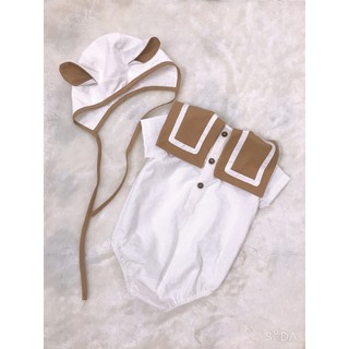Romper linen cho bé kèm mũ