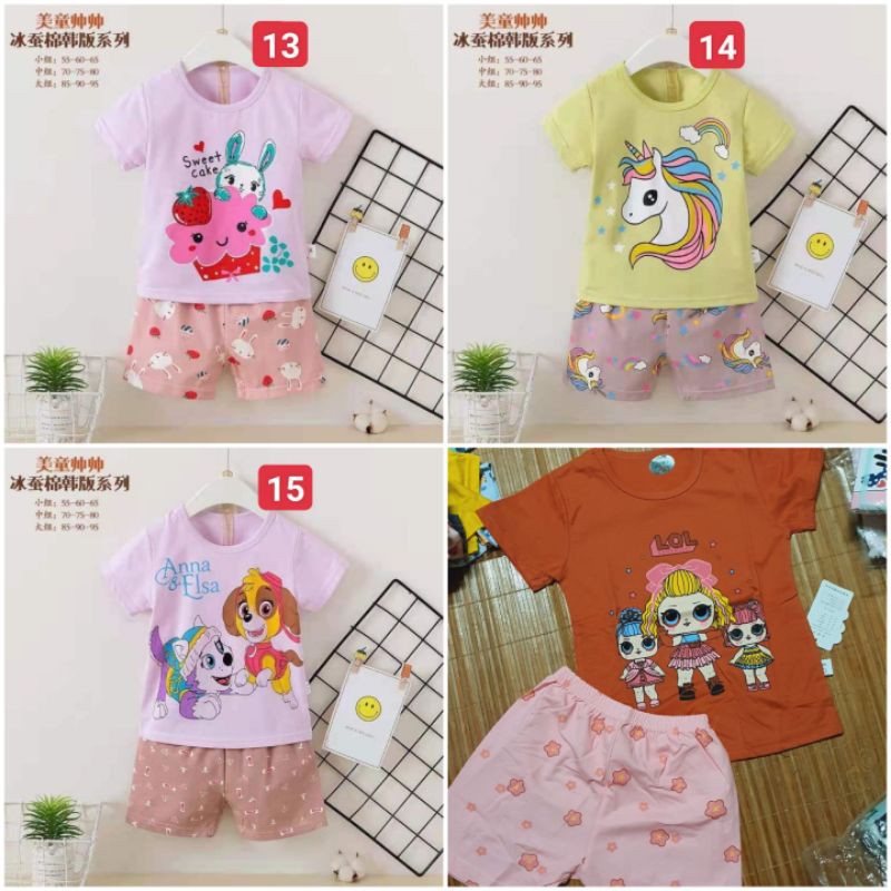 16-24 kg bộ cotton xuất hàn cộc tay quảng châu cho bé gái (chọn mẫu)