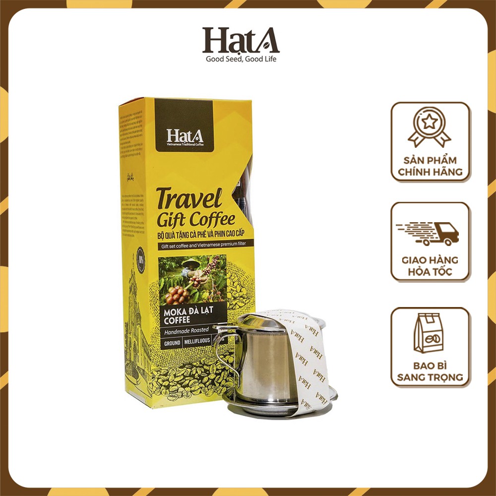 Cà phê rang xay Hạt A Cafe Travel Gift Coffee 100% hạt Arabica nguyên chất Moka Đà Lạt 200gr