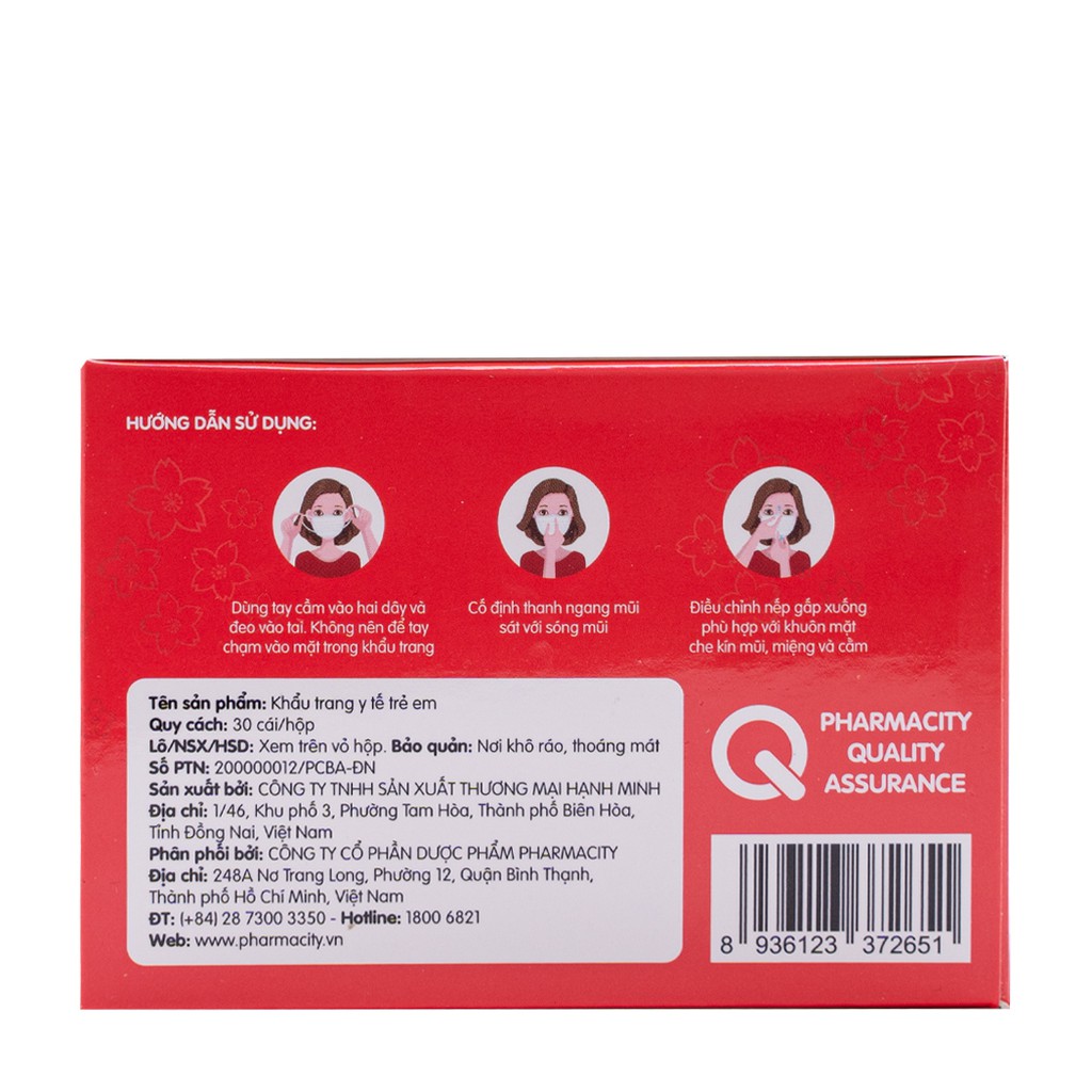 Khẩu trang y tế trẻ em 3 lớp Pharmacity